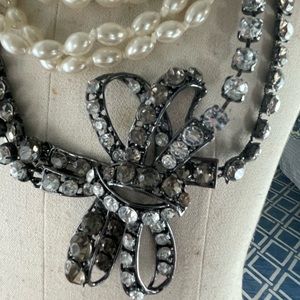 J. Crew Pearl+crystal bow necklace Beautiful multi-strand statement piece
